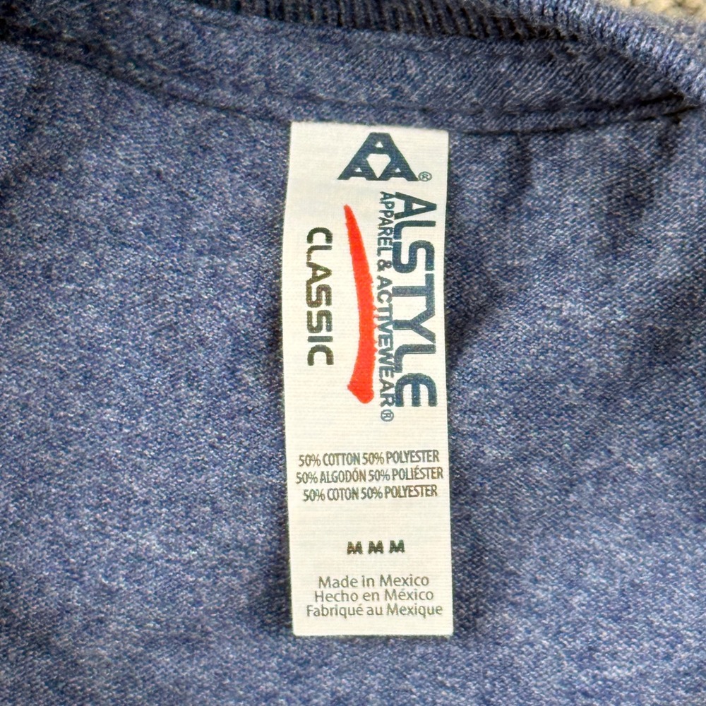Vintage Hawaii T Shirt Mens M Blue Embroidered Palm Trees Sailboat Y2K AAA - Picture 5 of 6